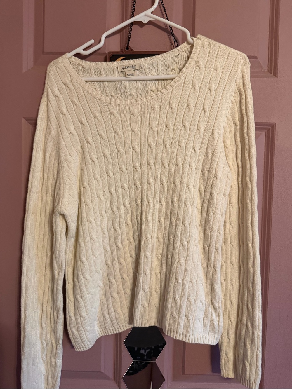 St. John's Bay Cream Cable Knit Crewneck Sweater